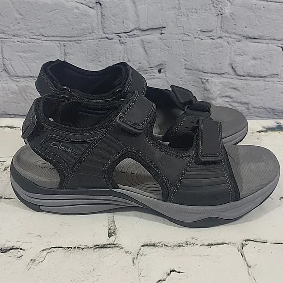 Clarks Mens Wave Walk Fishermans Sandals Size 10 Black Strap Hiking Walking - Picture 6 of 10